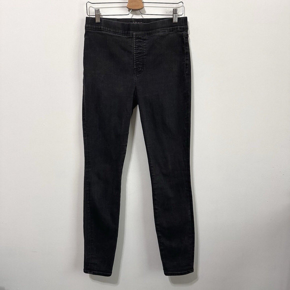 Jen7 7 For All Mankind Jeans Comfort Skinny 6 Faded Black Pull On Stretch Casual - Picture 1 of 9